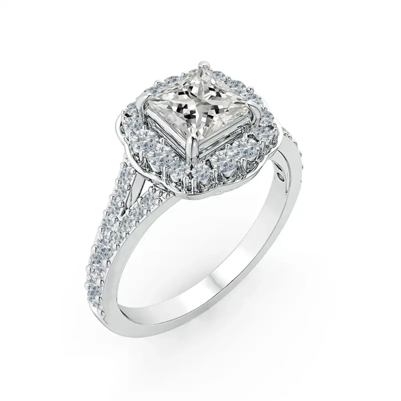 Halo Setting Square Engagement Ring